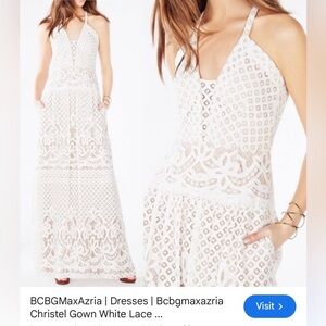 BCBGMaxAzria Christel Gown White Lace Floor Length Maxo Dress Wedding sz 6, $498